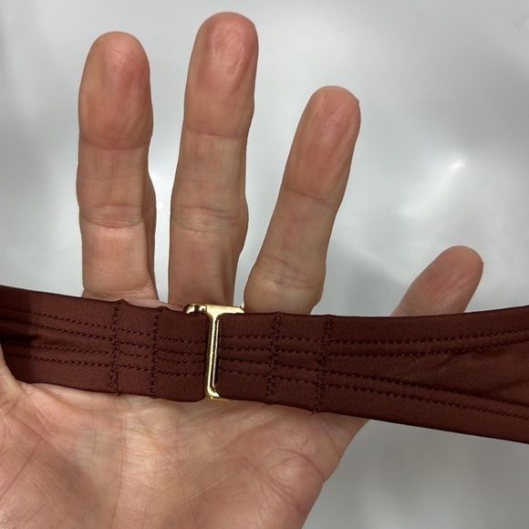 Gibson & Latimer Solid Grommet Bandeau Bronze Swim Top detachable straps, Sz XL - Picture 6 of 7